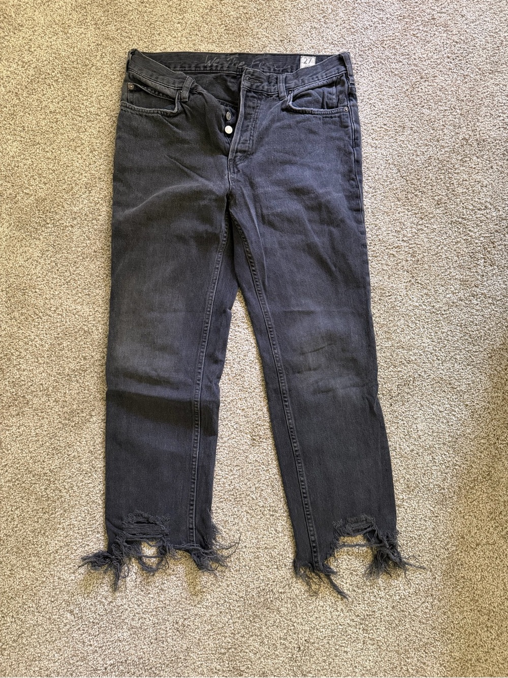 We the Free Women’s Black Distressed Hem Slim Jeans